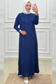Elele Kadın Polen Büyük Beden 2 ip Taşlı Boydan True Blue Elbise