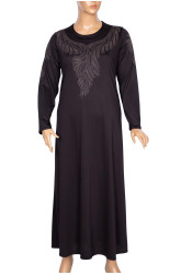 Hesna Kadın Gözde Baskılı Boydan Penye Siyah Elbise