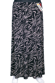 Hesna Kadın Betül 8 Parça Lastikli Zebra Desenli Siyah Etek