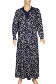 Hesna Kadın Demet Kuplu Boydan Taş Desenli Lacivert Elbise
