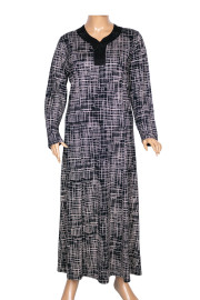 Hesna Kadın Demet Kuplu Boydan Geometrik Desen Siyah Elbise